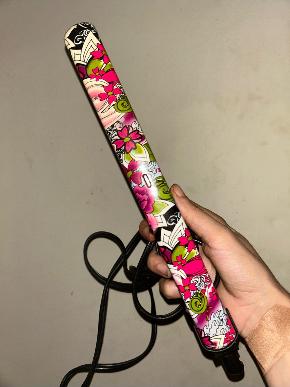 Pink Floral Ceramic Hair Straightener - Stylish Women’s Hair Accessory